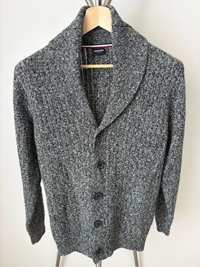 Men's Gray Shawl Collar Cardigan Sweater